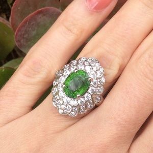 2.86ct natural earth mined top green tourmaline sterling silver ring 7 NEW